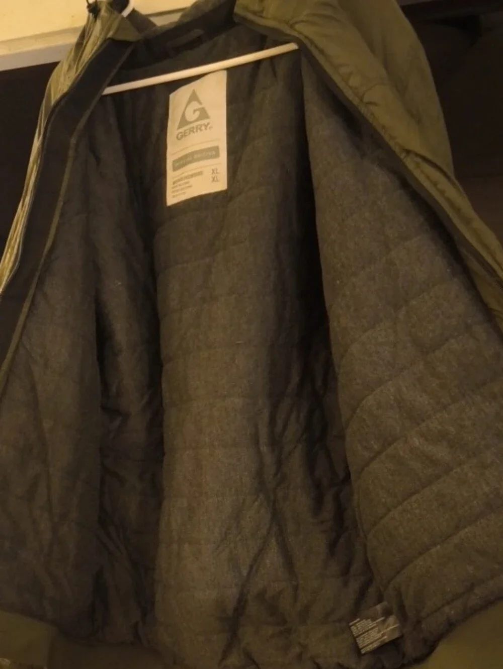 Gerry Weber Olive Green Hooded Quilted Jacket with Gray Lining